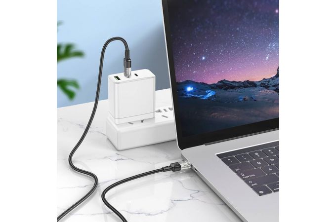 Кабель USB Type-C - USB Type-C HOCO U129 60W (серый) 1м