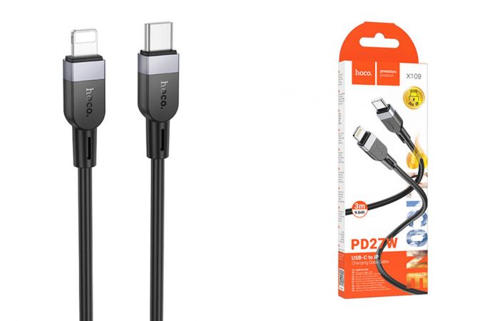 Кабель USB Type-C - Lightning HOCO X109 Energy PD (черный) 3м (силиконовый)