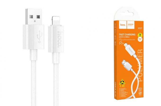 Кабель USB - Lightning HOCO X107, 2,4A (белый) 1м