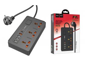 Сетевой фильтр HOCO DC15 (3 розетки + 4 USB +1 USB-C) QC3.0 + PD18W (черный)