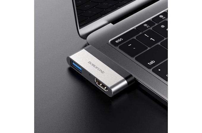 Разветвитель USB HUB Type-C (M) --> HDMI + USB3.0 BOROFONE DH2 (7/51-2)