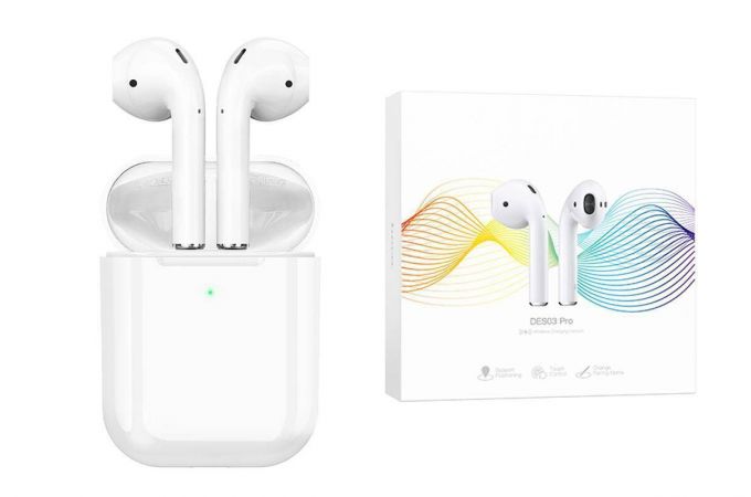 Наушники вакуумные беспроводные HOCO DES03 Pro TWS wireless headset Bluetooth (белый)