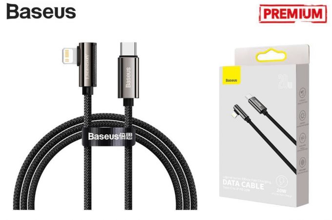 Кабель USB Type-C - Lightning BASEUS Legend Series Elbow 20W (черный) 1м