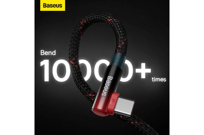 Кабель USB Type-C - USB Type-C BASEUS MVP 2 Elbow-shaped Fast Charging 100W, 1 м, черно-красный, угловой