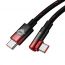 Кабель USB Type-C - USB Type-C BASEUS MVP 2 Elbow-shaped Fast Charging 100W, 1 м, черно-красный, угловой