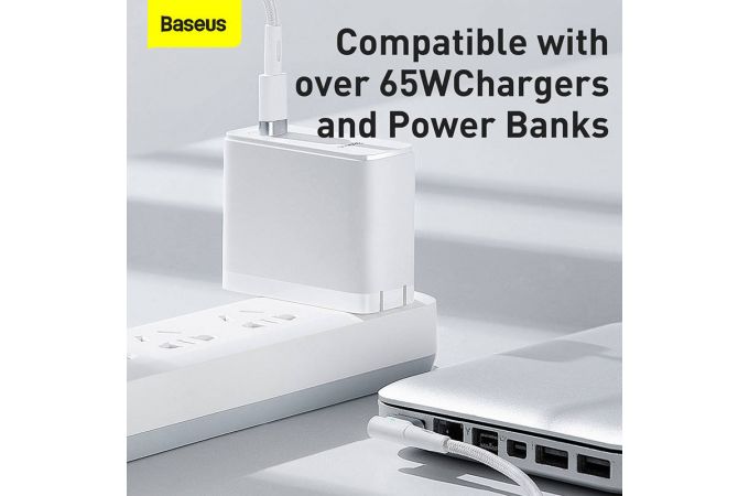 Кабель для зарядки MacBook USB-C BASEUS Zinc Magnetic Series iP Laptop, Type-C - L-shaped, 60W, 2 м, белый