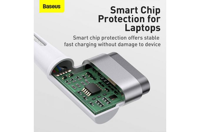 Кабель для зарядки MacBook USB-C BASEUS Zinc Magnetic Series iP Laptop, Type-C - L-shaped, 60W, 2 м, белый