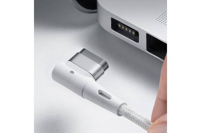 Кабель для зарядки MacBook USB-C BASEUS Zinc Magnetic Series iP Laptop, Type-C - L-shaped, 60W, 2 м, белый