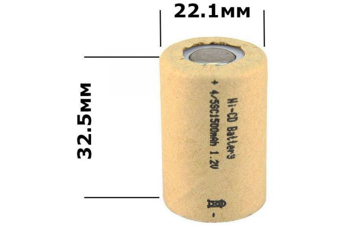 Аккумулятор 4/5SC (1.2V, 1500mAh Ni-Cd) (УПАКОВКА 6шт)