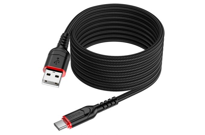 Кабель USB - MicroUSB HOCO X59 2,4A (черный) 2м (оплетка)