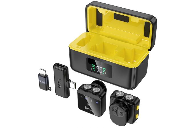 Микрофон магнитный беспроводной HOCO L17 петличный (iP/Type-C) (черный)