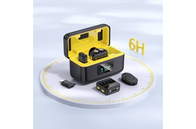 Микрофон магнитный беспроводной HOCO L17 петличный (iP/Type-C) (черный)