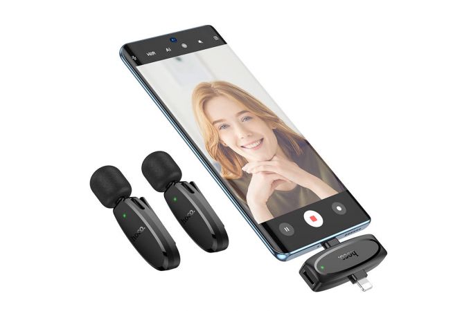 Микрофон беспроводной HOCO L15 цифровой (iP/Type-C) (черный)
