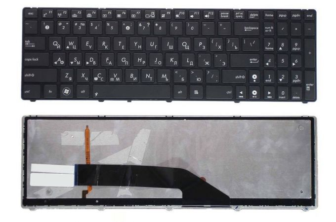 Клавиатура для ноутбука Asus K50 K60 K70 черная с подсветкой