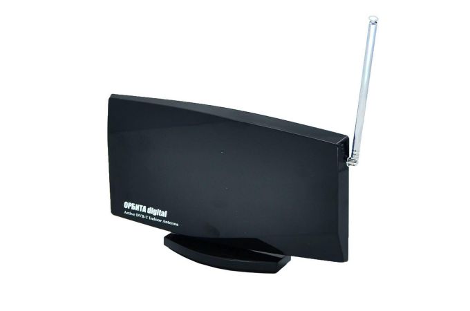 Антенна ТВ комнатная с усилителем Орбита OT-ANT07 (черный)