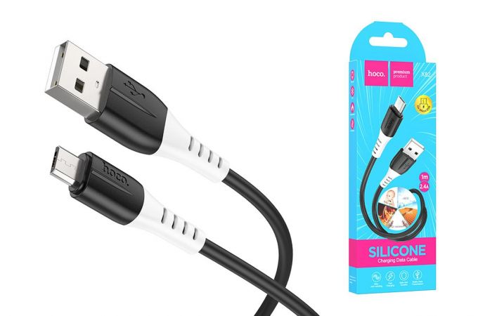 Кабель USB - MicroUSB HOCO X82 (черный) силиконовый 1м