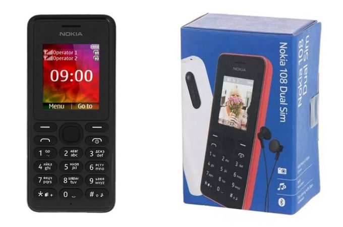 Сотовый телефон кнопочный NOKIA 108 Серый (2G, 2SIM)