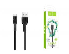 Кабель USB - MicroUSB HOCO U31 2,4A (черный) 1м (в оплетке)