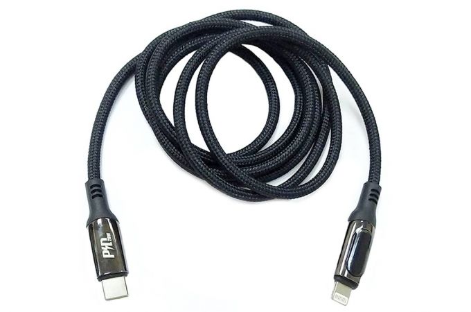 Кабель USB Type-C - Lightning HOCO S51, 3A PD20W, (черный) 1,2м (в оплетке, LED дисплей)