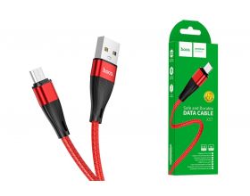 Кабель USB - MicroUSB HOCO X57 2,4A (красный) 1м (в оплетке)