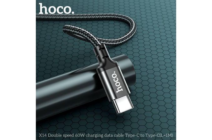 Кабель USB Type-C - USB Type-C HOCO X14, 2A (черный) 1м (в оплетке)
