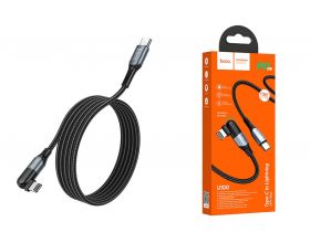 Кабель USB Type-C - Lightning HOCO U100, 3A PD20W (черный) 1,2м (в оплетке, поворотный)