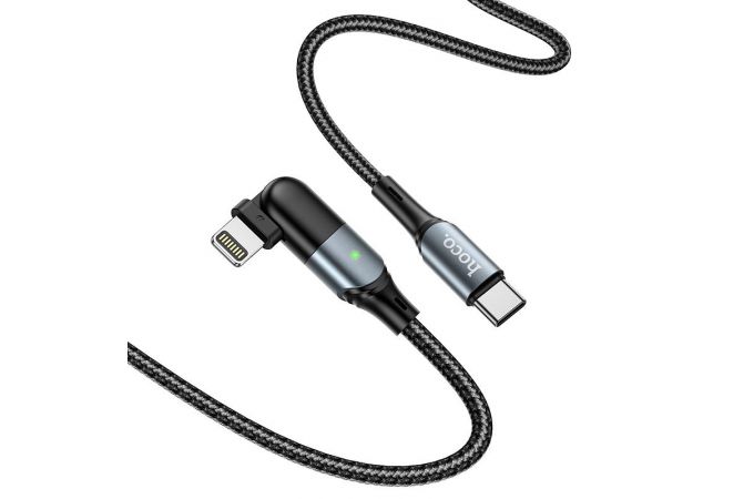 Кабель USB Type-C - Lightning HOCO U100, 3A PD20W (черный) 1,2м (в оплетке, поворотный)