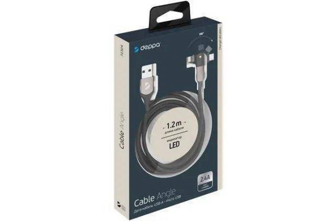 Кабель USB Type-C - Lightning Deppa (72326) USB-C - Apple 8-pin (черный) 1,2м