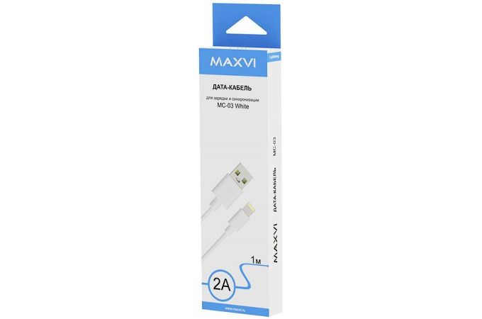 Кабель USB - Lightning Maxvi (MC-03) Apple 8-pin 2A (белый) 1м