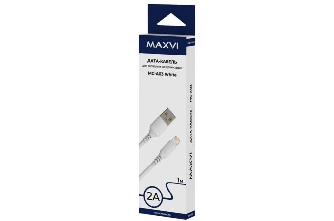 Кабель USB - Lightning Maxvi (MC-A03) Apple 8-pin 2A (белый) 1м