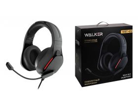 Наушники мониторные проводные WALKER  WBT-65, проводные, полноразмерные, поворотный микрофон, с подcветкой, черные