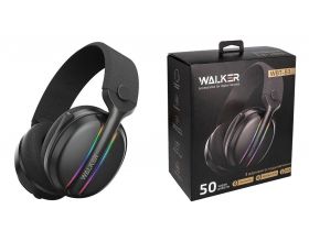Наушники мониторные беспроводные WALKER  WBT-83, Bluetooth, 3в1 (AUX, 2,4 ГГц), микрофон, подсветка, полноразм, черные