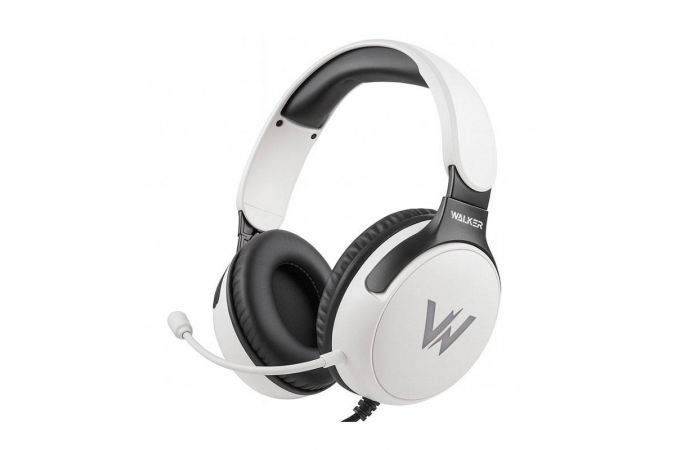 Наушники мониторные проводные WALKER  WBT-61, проводные, полноразмерные, гибкий микрофон, с подcветкой, белые