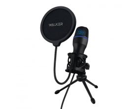 Микрофон для компьютера WALKER WCM-25, игровой, USB, подсветка, черный