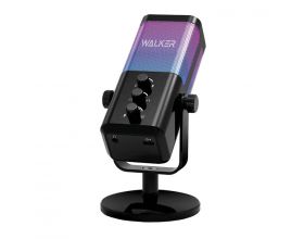 Микрофон для компьютера WALKER WCM-60, игровой, шумоподавление, рег. громкости и подсветки, черный