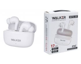 Наушники вакуумные беспроводные WALKER WTS-39, шумопод. ENC, независ. работа наушников, белые