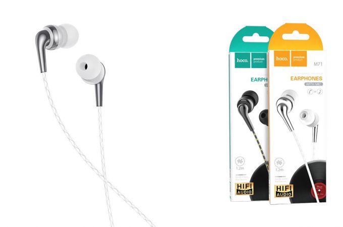 Наушники вакуумные проводные HOCO M71 Inspiring universal earphones (белый)