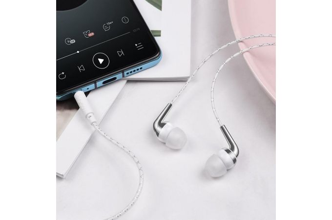 Наушники вакуумные проводные HOCO M71 Inspiring universal earphones (белый)