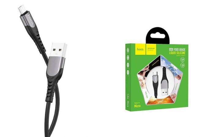 Кабель USB - MicroUSB HOCO U80 2,4A (черный) 1,2м (силикон)