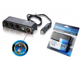 Разветвитель прикуривателя в авто OLESSON 1525 (4 гнезда+2*USB)