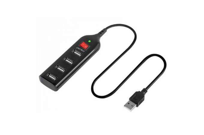 Разветвитель USB HUB Perfeo USB-HUB 4 Port, (PF-HYD-6001H) (черный)