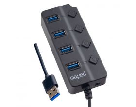 Разветвитель USB HUB Perfeo USB-HUB 4 Port, 3.0 (PF-H032 Black) (черный)