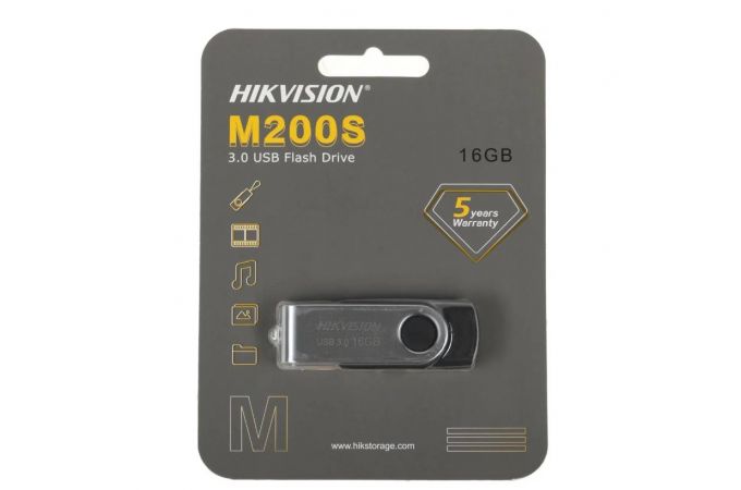 USB флеш накопитель 16 Gb Hikvision M200S USB 3.0 черный/серебристый поворотный /HS-USB-M200S 16G U3