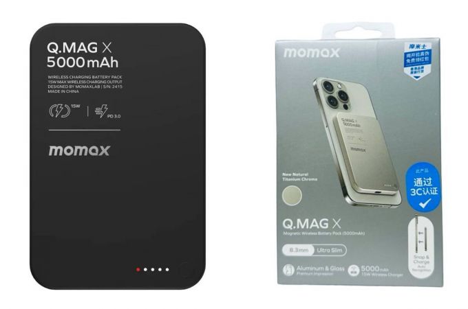 Универсальный дополнительный аккумулятор Power Bank Momax Q.Mag X 5000 mAh IP116A (Black)