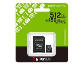Карта памяти MicroSDXC_512 Gb Kingston SDCS3/512GB 150Mb/s Canvas Select Plus Gen3 A1 U3, с адаптером