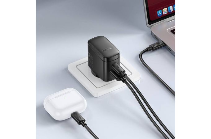 Сетевое зарядное устройство USB + USB-C HOCO CS63A Bright PD65W(1A1C) (черный)