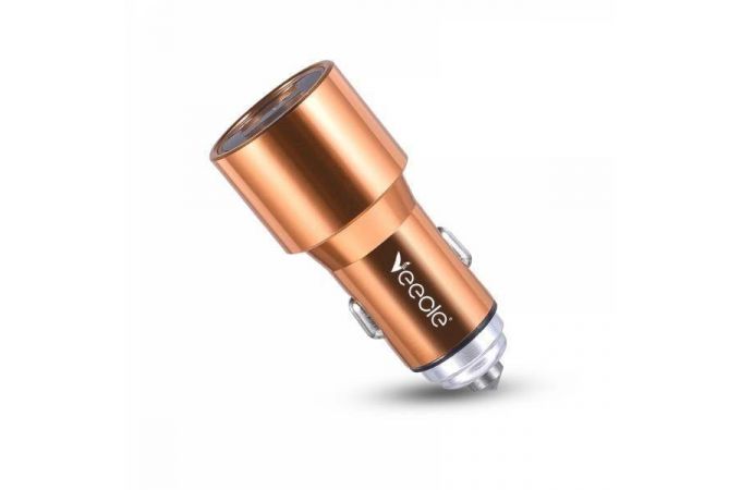 Автомобильное зарядное устройство АЗУ USB VEECLE KY-C18 (5B,2400mA) (золотой)