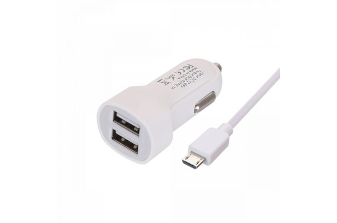 Автомобильное зарядное устройство АЗУ USB + кабель MicroUSB MUJU MJ-C03 iOS Lightning (5B,2100mA)