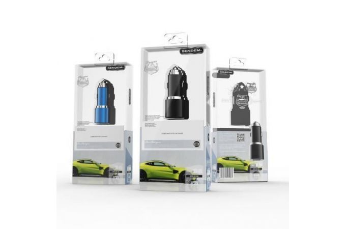Автомобильное зарядное устройство АЗУ 2USB SENDEM D6 (5B,2400mA) (черный)