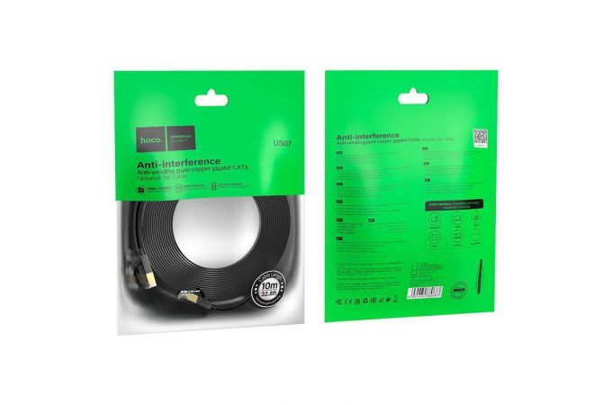 Кабель интернет LAN патч корд RJ-45 CAT6 Hoco US07 Gigabit плоский 10 метров
